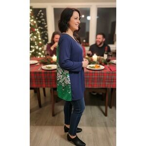 Charter Club Blouse Plain In Front But Floral Satin Print On The Back XL